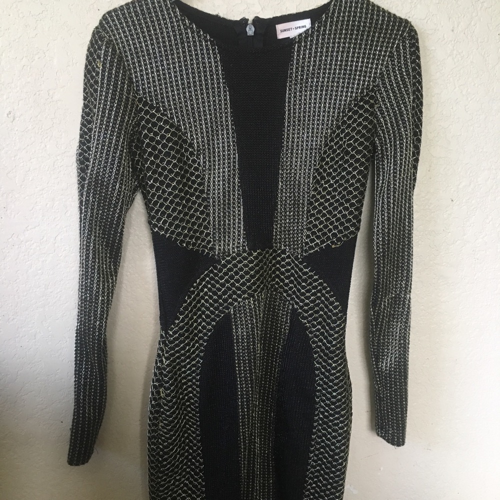Body con knit chain detail dress